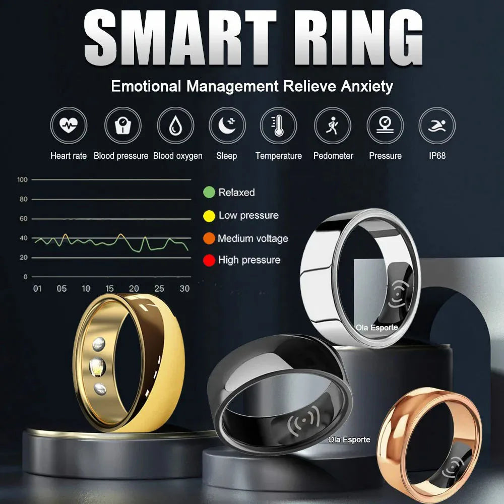 Smart Health Ring for Women and Men – Heart Rate, Body Temperature, Sport Tracking, Bluetooth Connectivity, and Wireless Charging – Compatible with Xiaom