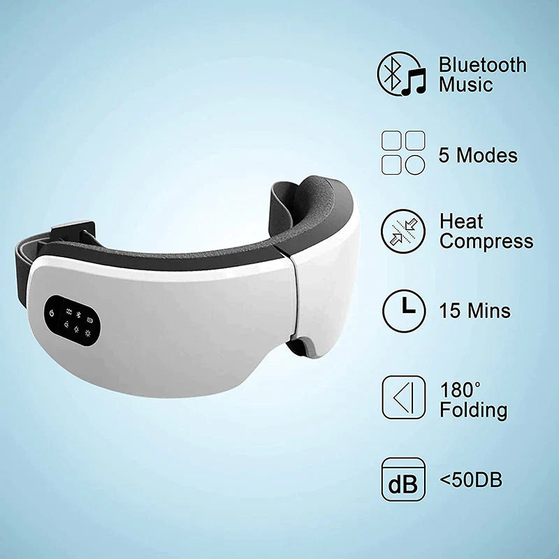 4D Electric Smart Eye Massager with Bluetooth, Vibration, and Heated Massage for Tired Eyes and Dark Circles