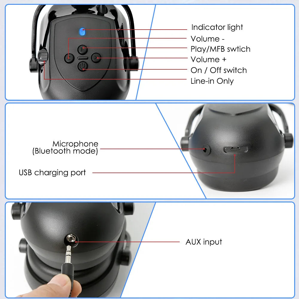 CE Certified Safety Helmet with Bluetooth 5.0 and Noise Reduction